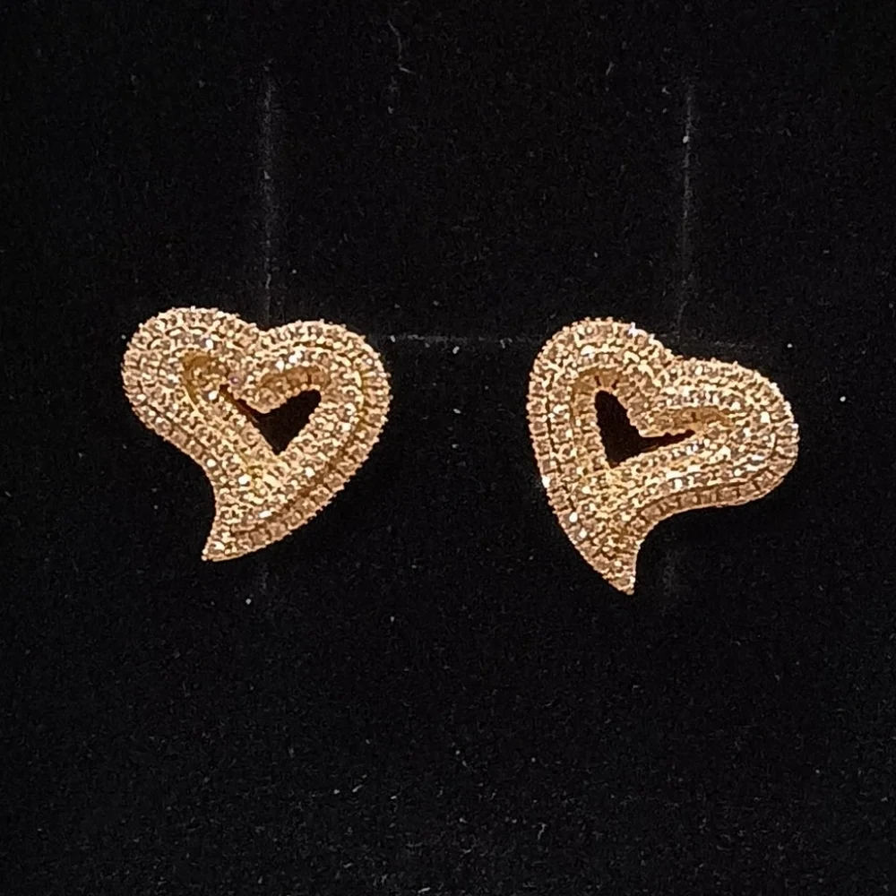 Gold Heart-Shaped Earrings Nwot